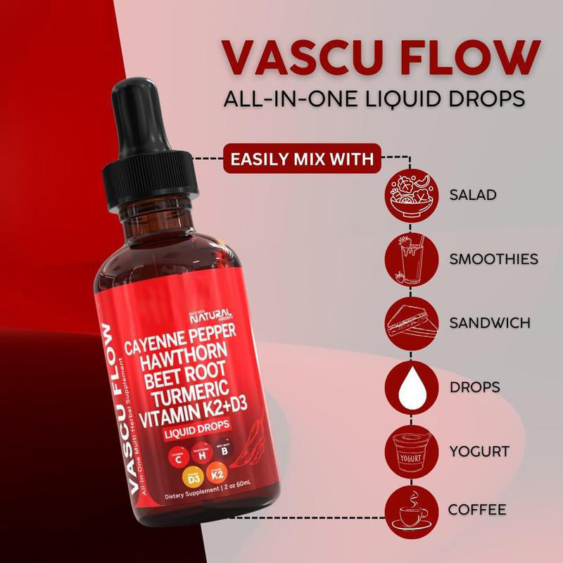 Cayenne Pepper Supplement Liquid Drops + Hawthorn Berry, Vitamin D3 K2 Beet Root Powder, Ceylon Cinnamon, Turmeric Curcumin, Organic Panax Ginseng, Berberine Extract VIT D K