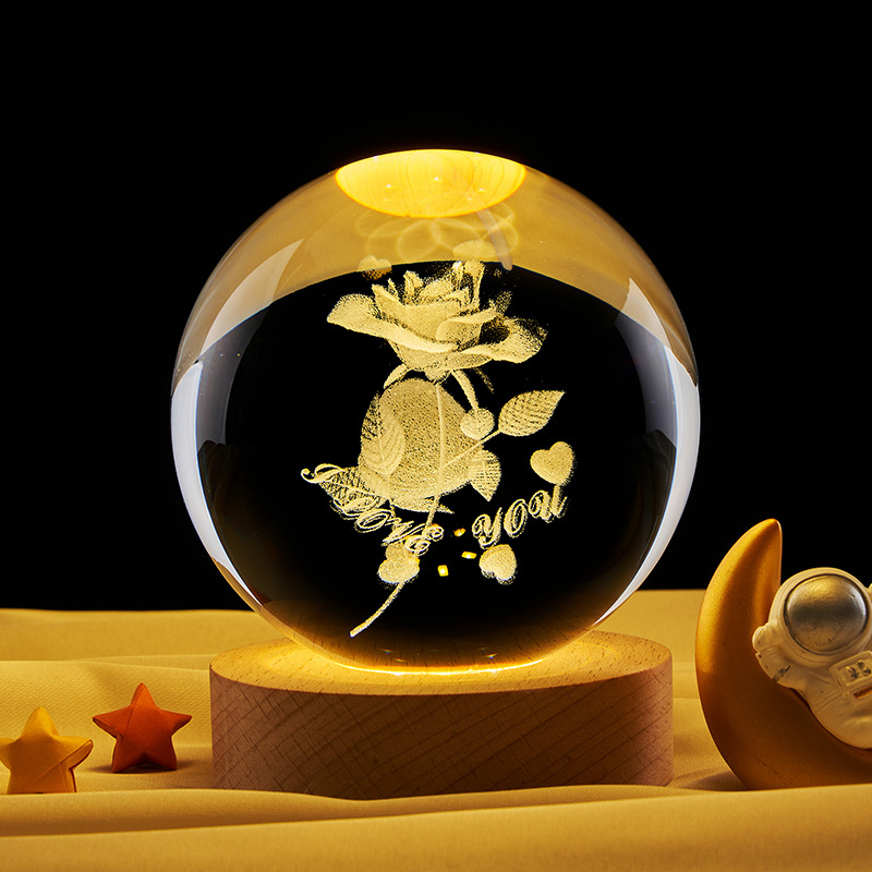 Creative Crystal Ball Glowing Decoration Night Light 3D Indoor Decoration