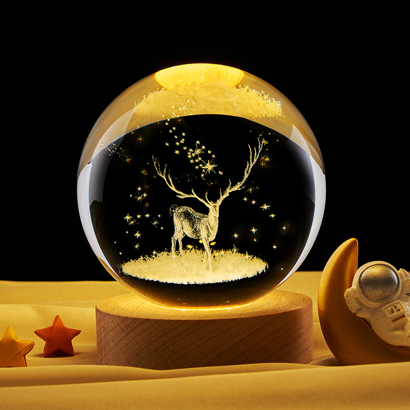 Creative Crystal Ball Glowing Decoration Night Light 3D Indoor Decoration